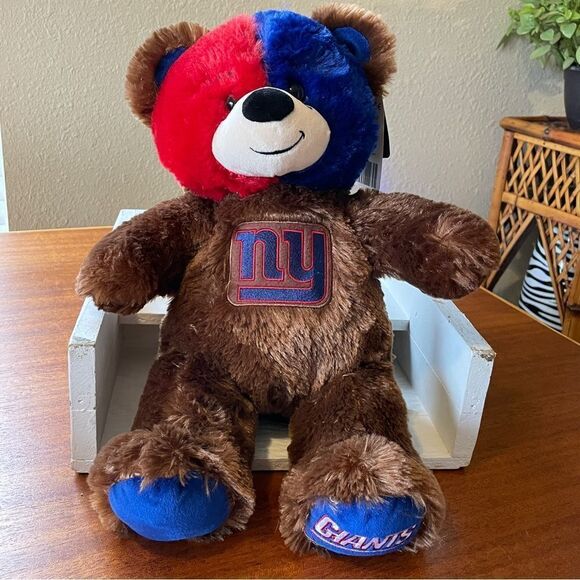 NWT Build A Bear NFL New York Giants Plush Bear Brown Red Blue - Picture 2 of 14
